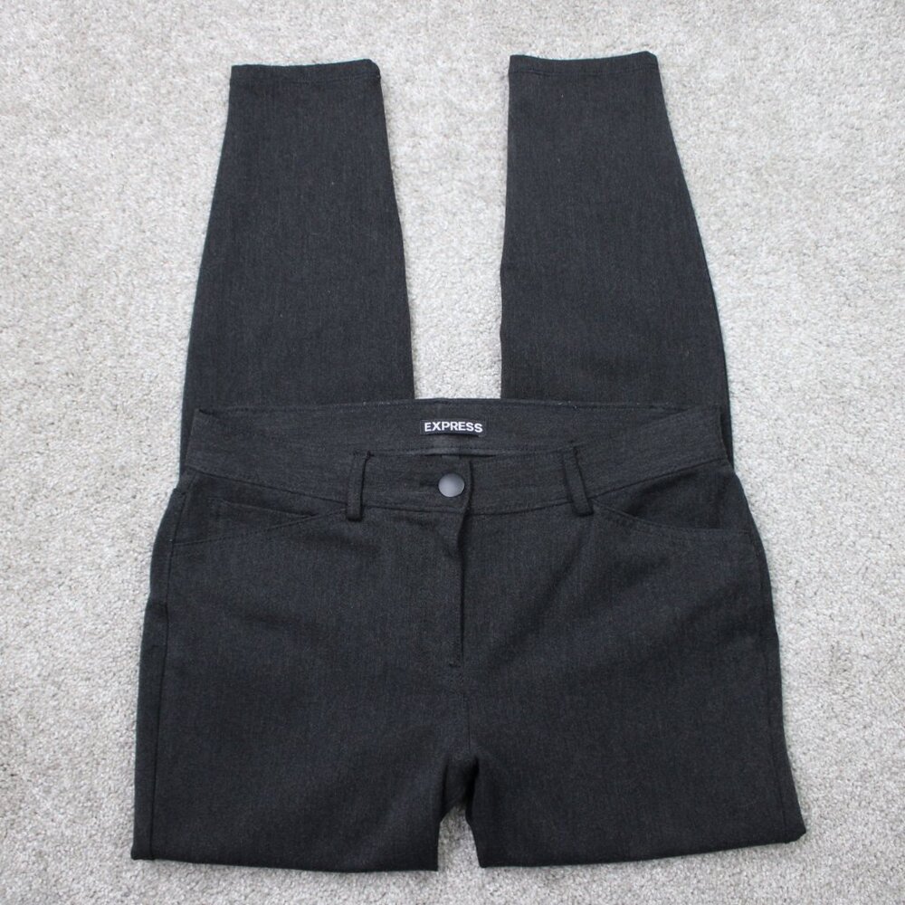 Express‎ Dress Pants Womens 6R Dark Gray Editor Polyester/Viscose Stretch Slacks
